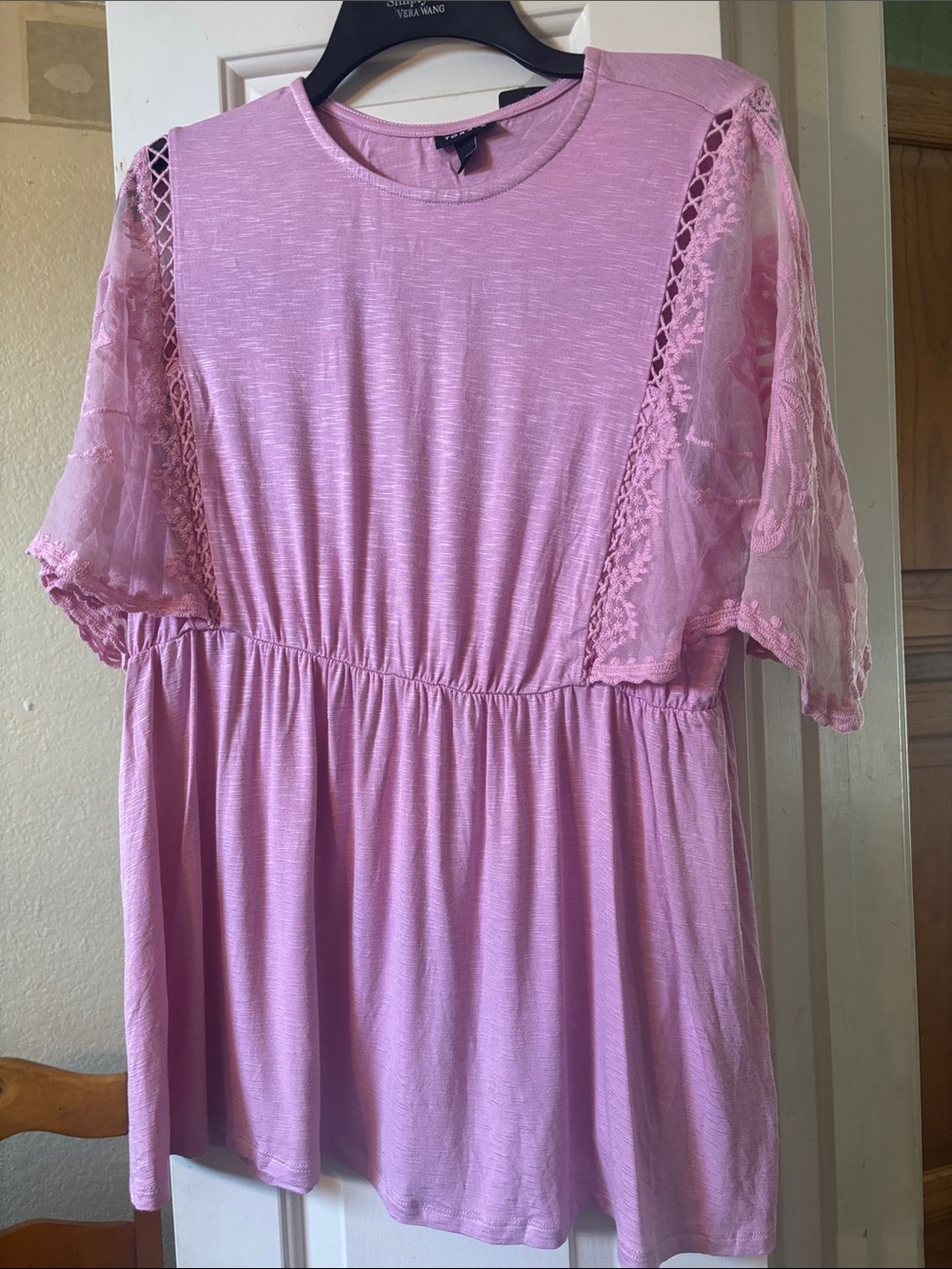 torrid Pink Lace Sleeve Babydoll Tunic